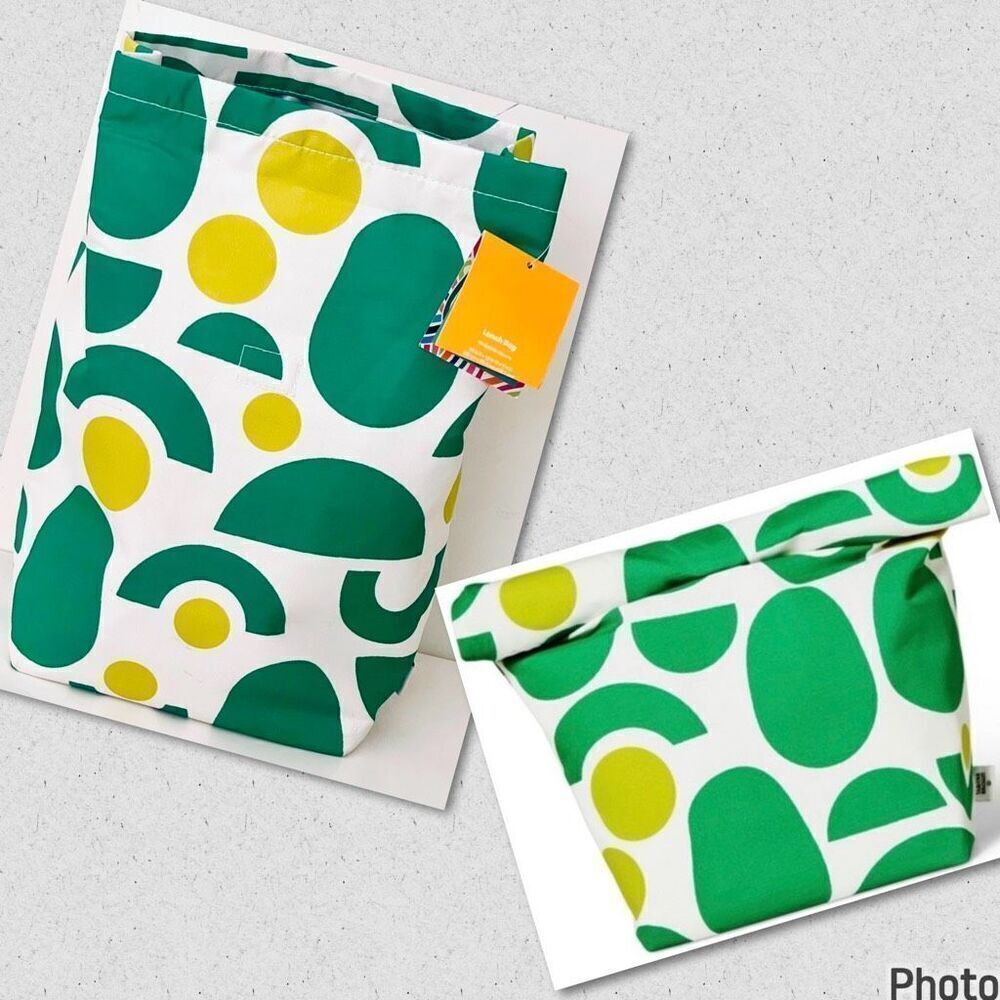 NWT Tabitha Brown White & Green Avocado magnetic Closure Insulated Lunch Bag